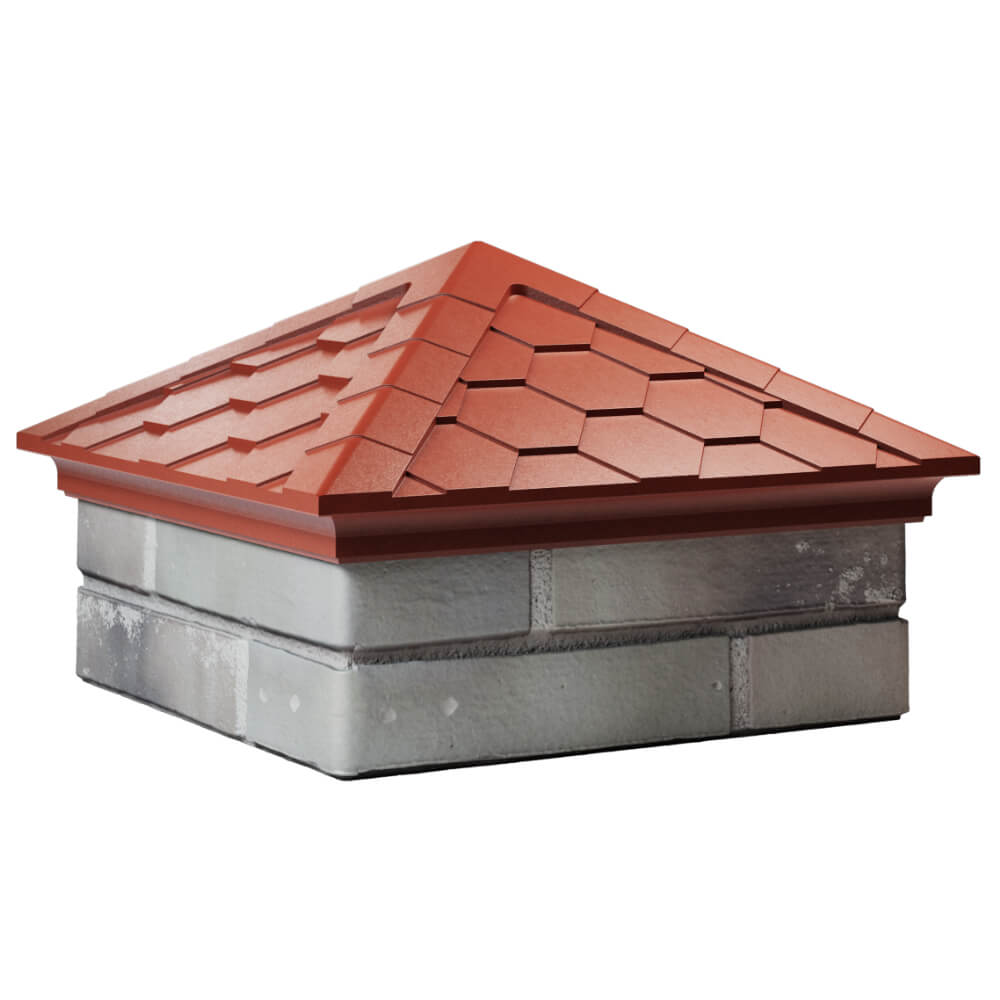 Колпак Zking Эверест Красный на столб 1.5х1.5 кирпича (390х390мм)