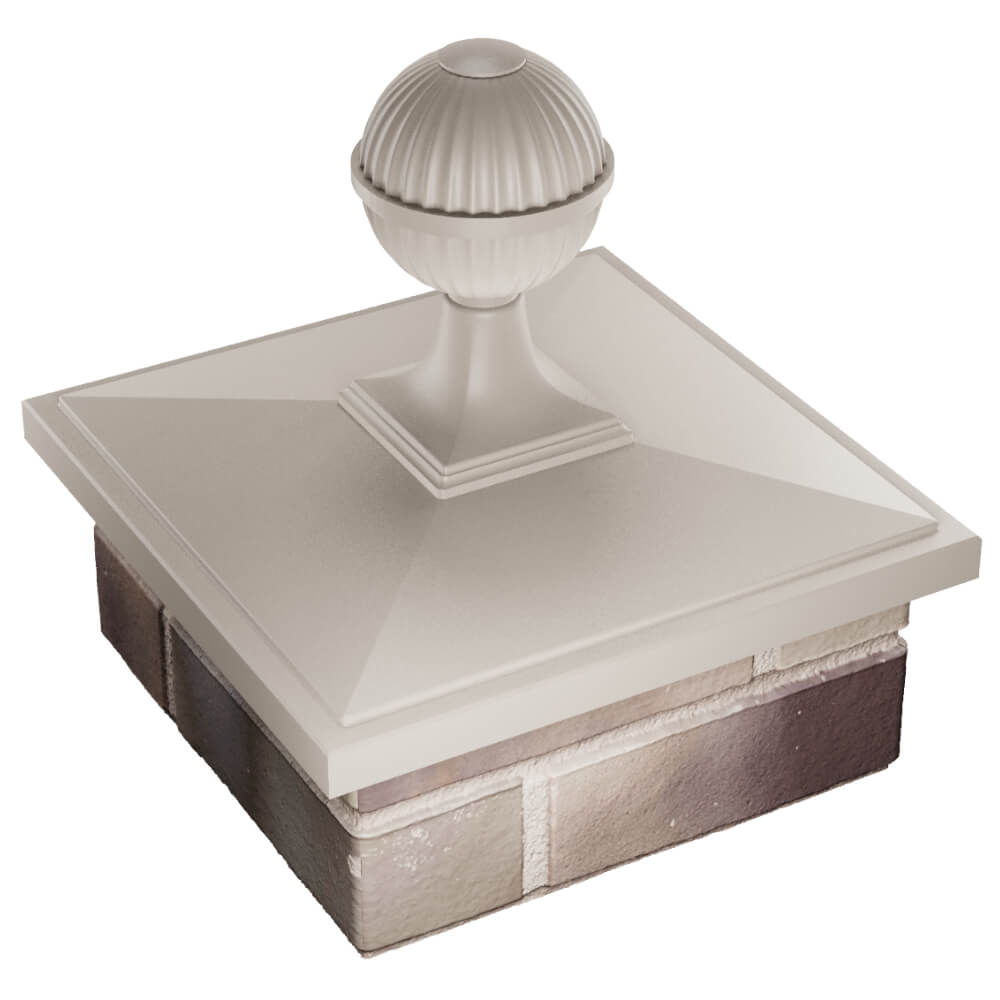 Колпак Zking БонаМоно Бежевый с шаром на столб 1.5х1.5 кирпича (385х385, 400х400мм) в сборе